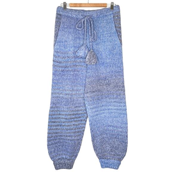 LoveShackFancy Blue Horizon Ombré Stripe Knit Wool Alpaca Blossom Pants Joggers - Picture 2 of 8